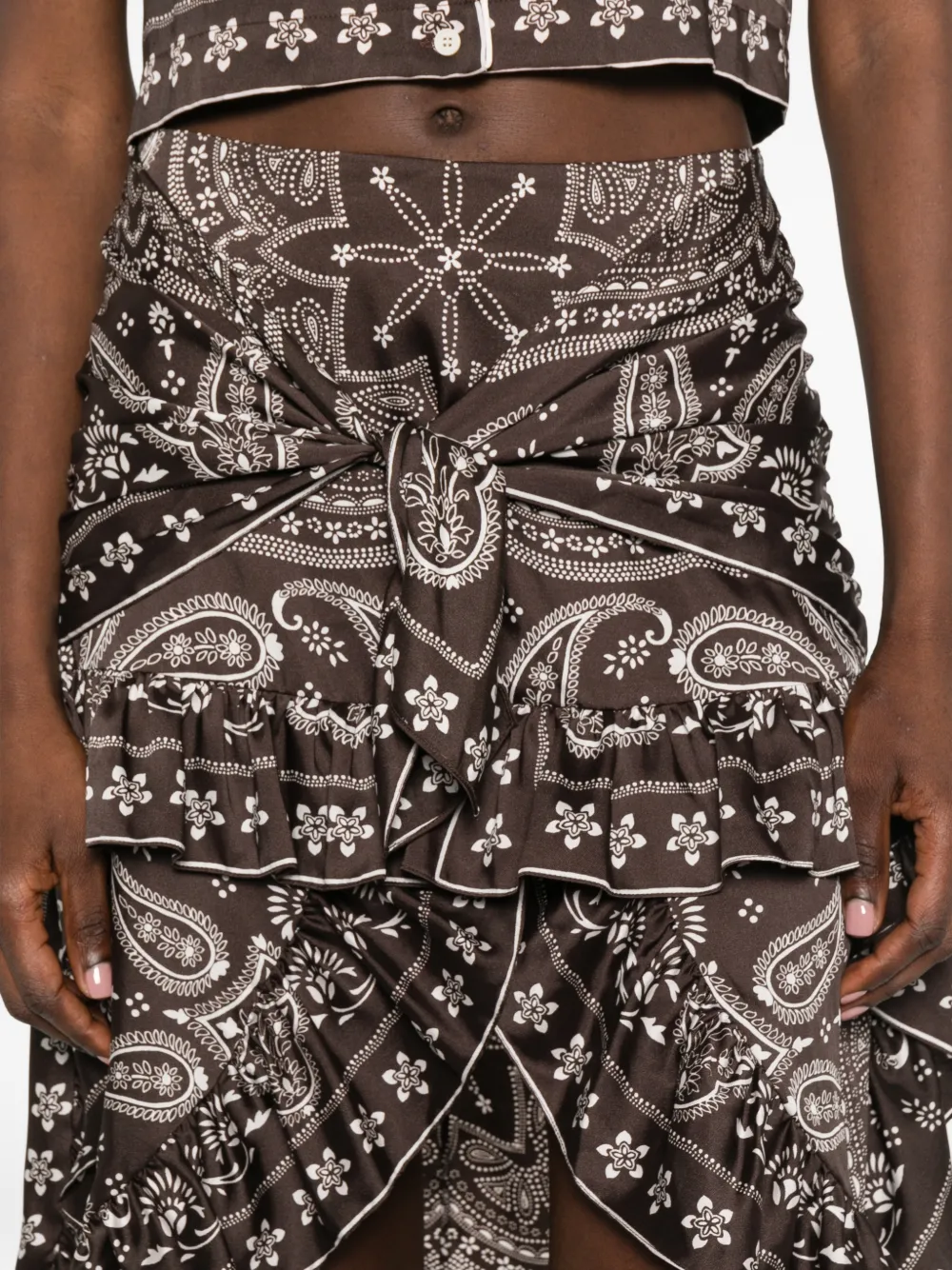 SANDRO Rok met paisley-print Bruin