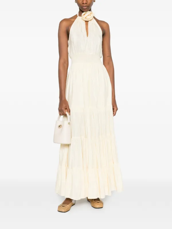 sandro linen maxi dress Trimmed linen maxi dress white / beige For Women