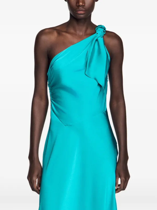 sandro one shoulder dress SANDRO one-shoulder Midi Dress | Blue