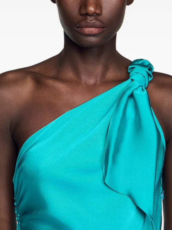 sandro one shoulder dress Sandro satin-effect Mini one-shoulder dress