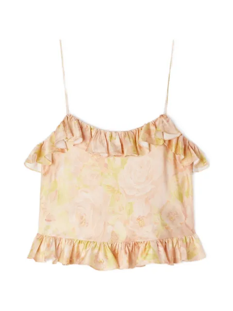 SANDRO ruffled floral print top
