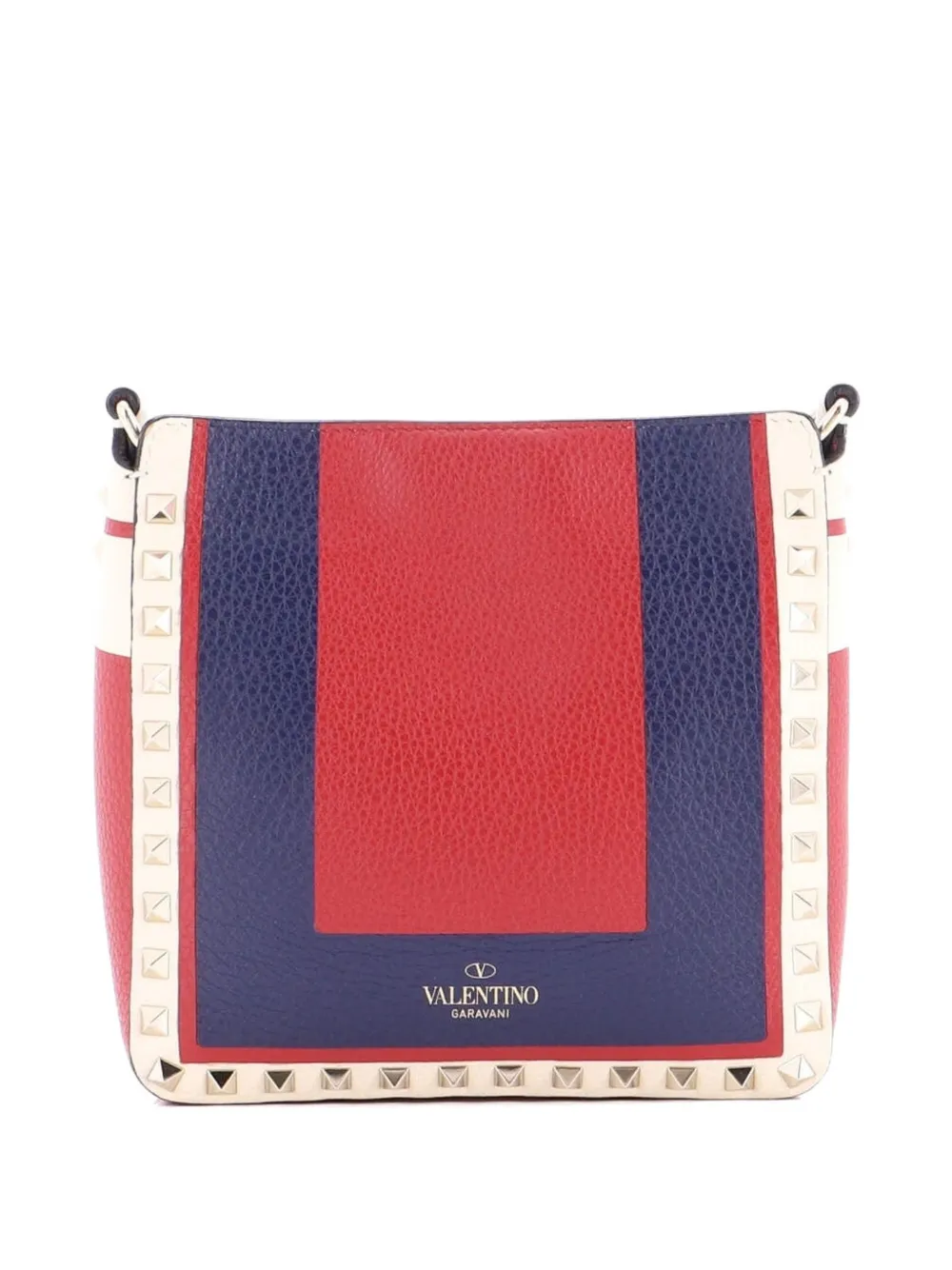 Click to view more detailed imagery on our partner's website Pre-owned Valentino Garavani Rockstud Flip Lock Messenger Bag Leather Mini Crossbody Bag In Blue