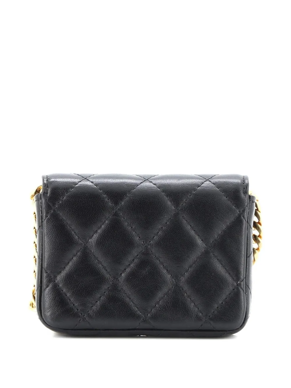 CHANEL Pre-owned Cc Flap Resin Pearl Chain Quilted Lambskin Mini Belt Bag In Black