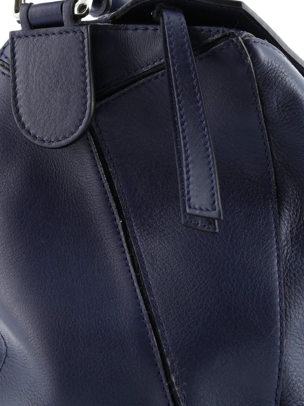 Pre-owned Loewe Puzzle Bag Leather Large Satchel In Blue