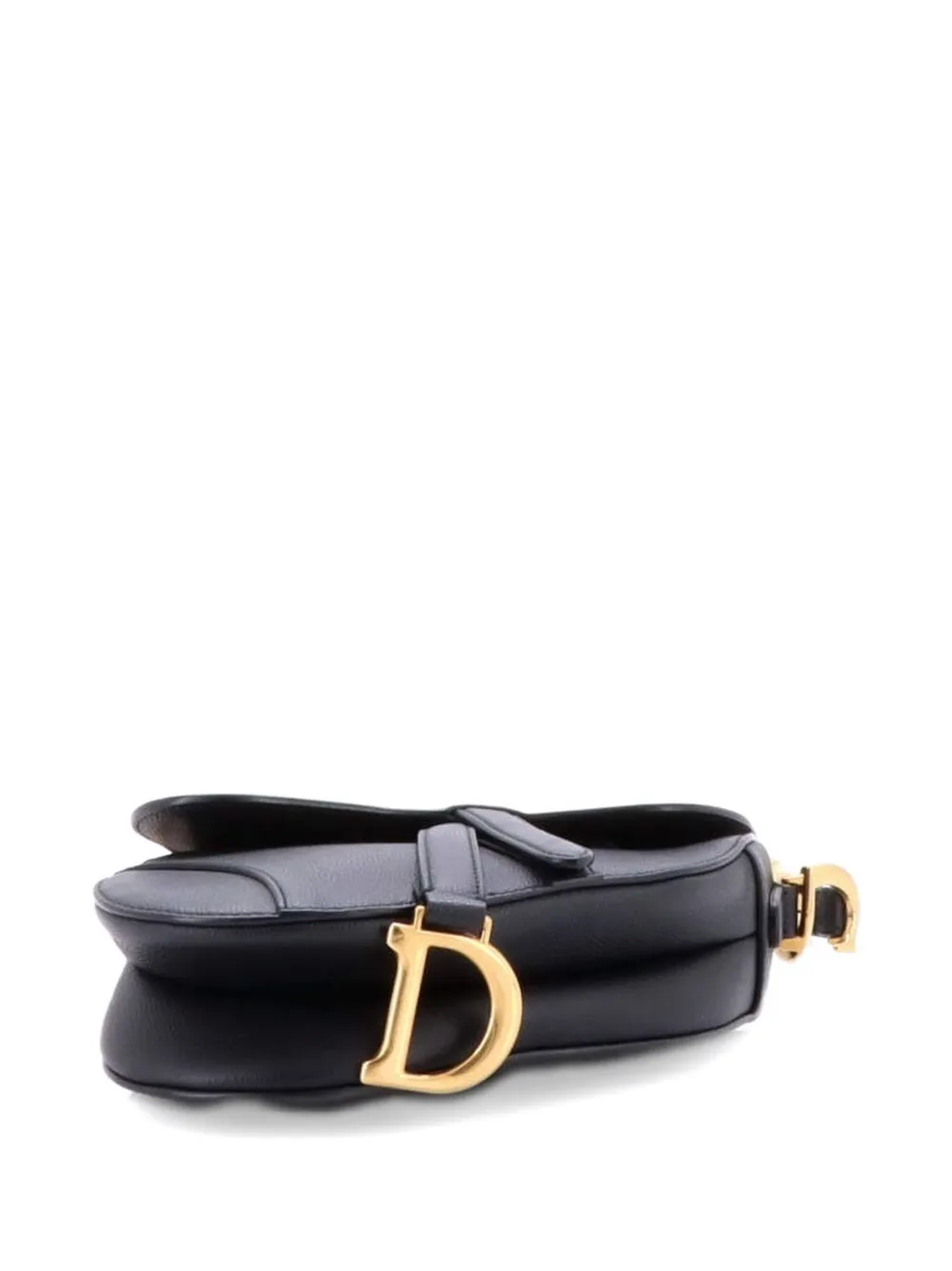 DIOR Pre-owned Saddle Handbag Leather Mini Shoulder Bag In Black