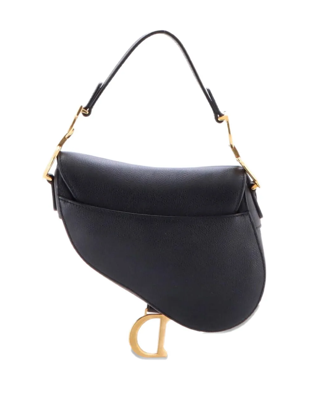 DIOR Pre-owned Saddle Handbag Leather Mini Shoulder Bag In Black