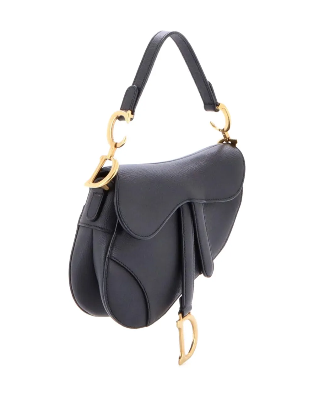 DIOR Pre-owned Saddle Handbag Leather Mini Shoulder Bag In Black