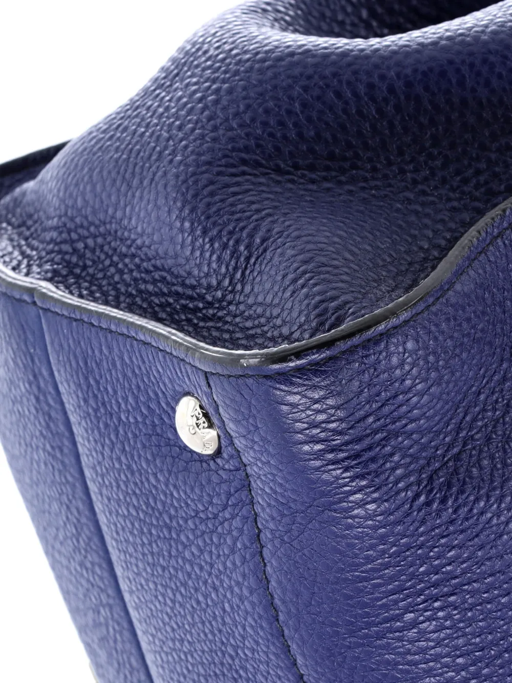 Pre-owned Prada Convertible Shopping Vitello Daino Medium Tote Bag In Blue