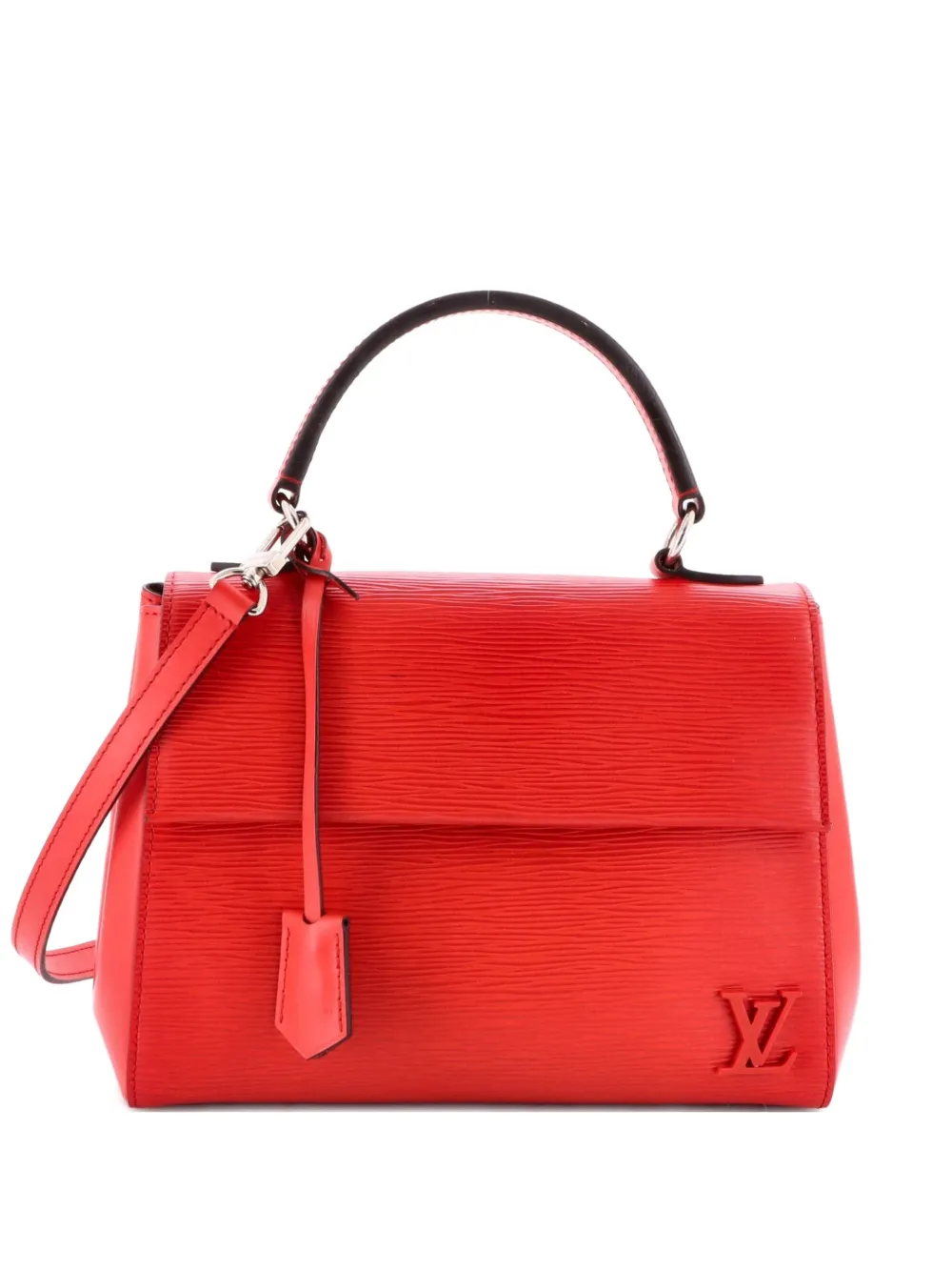 Pre-owned Louis Vuitton Cluny Top Handle Bag Epi Leather Bb Satchel In Red