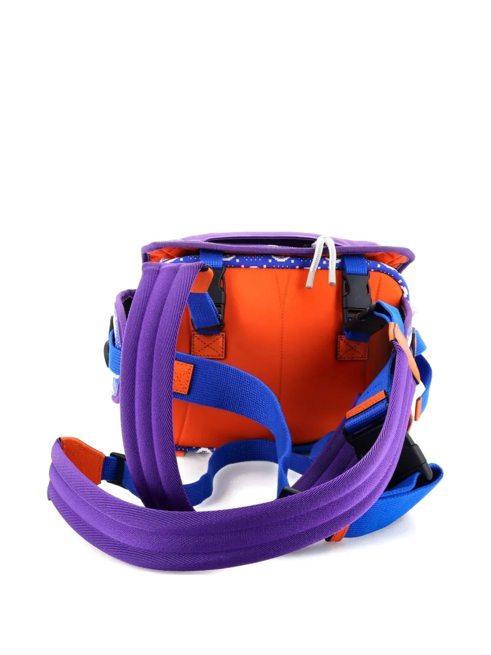 Pre-owned Gucci Buckle Flap Chest Strap Gg Fabric With Rubber Backpack In Blue