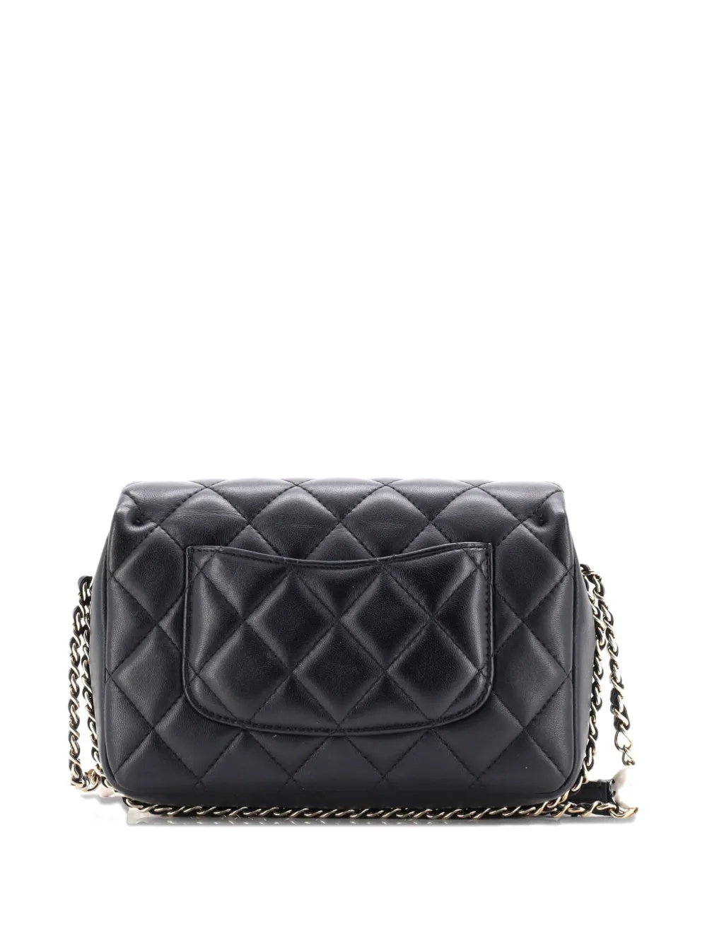 Pre-owned Chanel My Precious Pearls Chain Flap Bag Quilted Lambskin Medium Crossbody Bag In Black