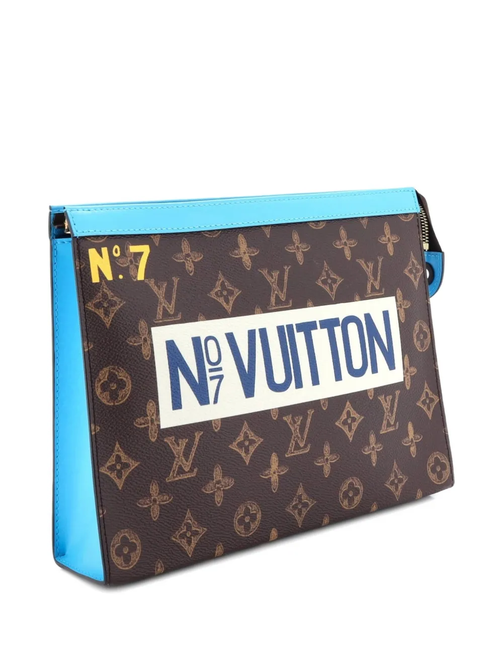 Pre-owned Louis Vuitton Pochette Voyage No.7 Trunk L'oeil Vintage Monogram Canvas Mm Clutch Bag In Blue