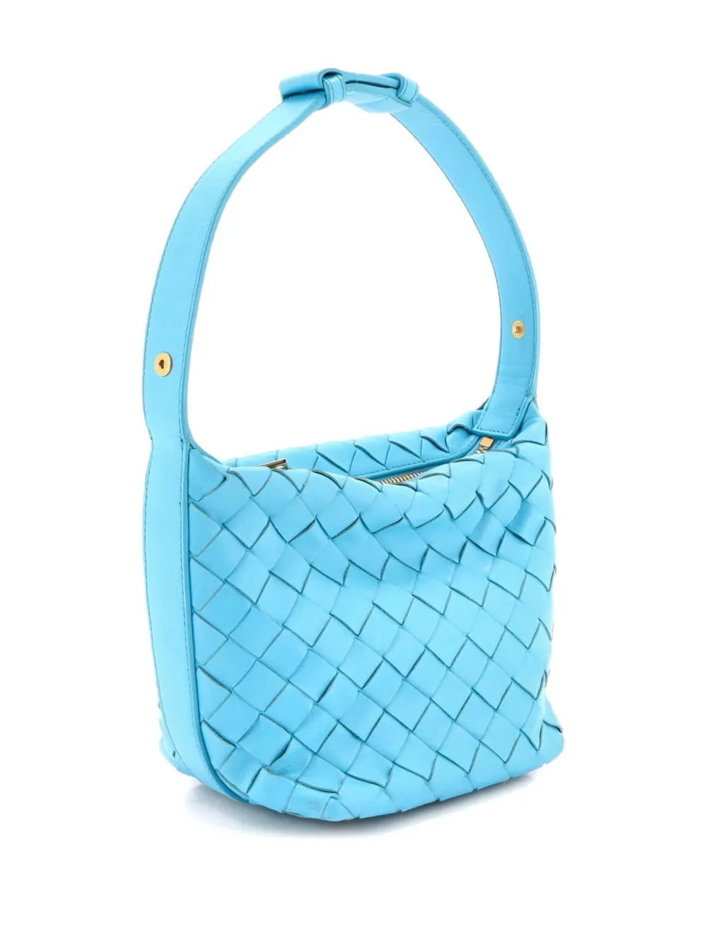 Pre-owned Bottega Veneta Wallace Shoulder Bag Intrecciato Nappa Candy Bucket Bag In Blue