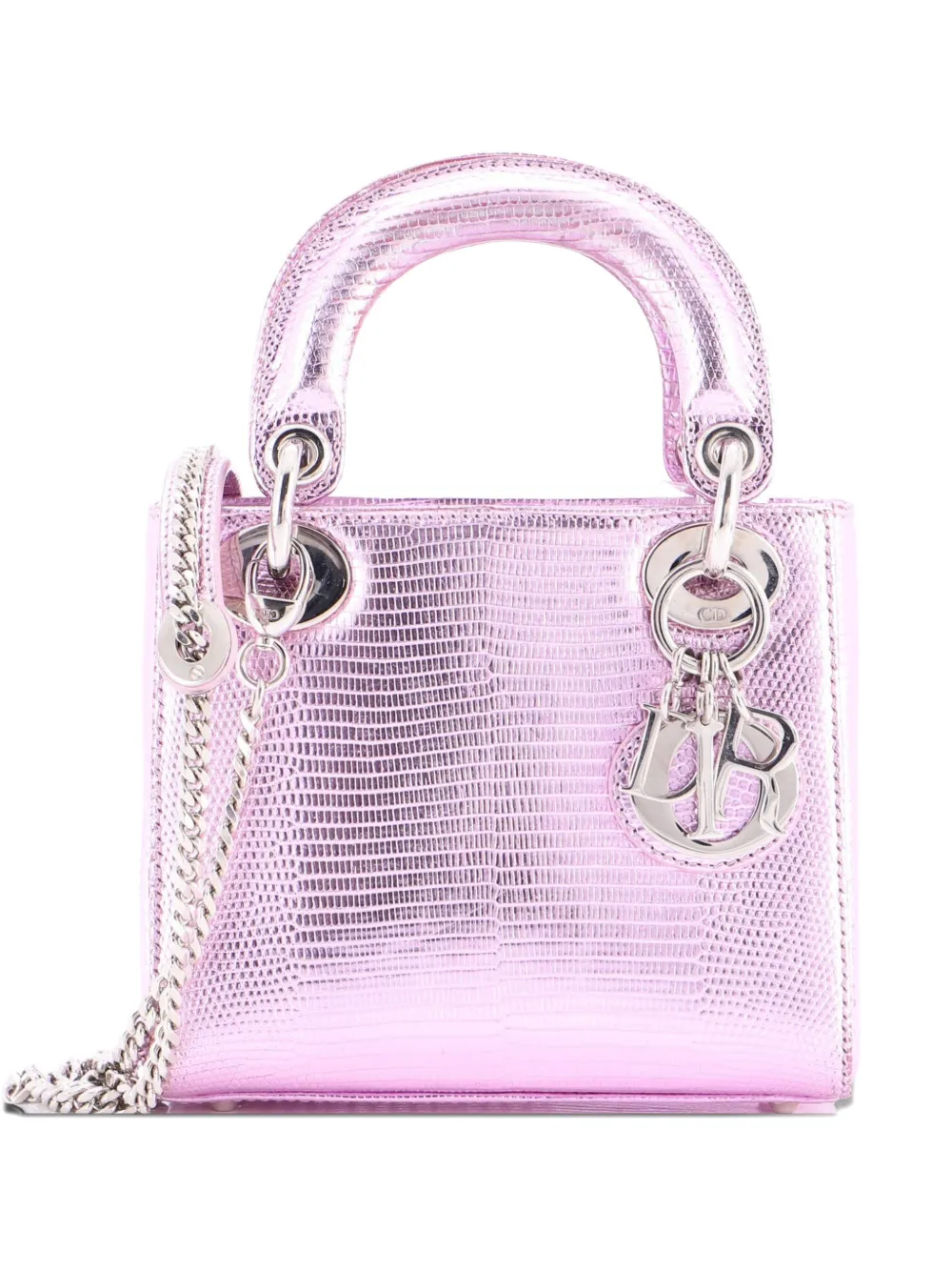 Christian Dior Pre-Owned Lady Dior Bag Lizard Mini satchel - Rosa