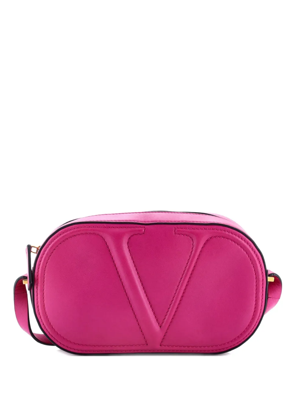 Pre-owned Valentino Garavani Vlogo Walk Leather Crossbody Bag In Pink