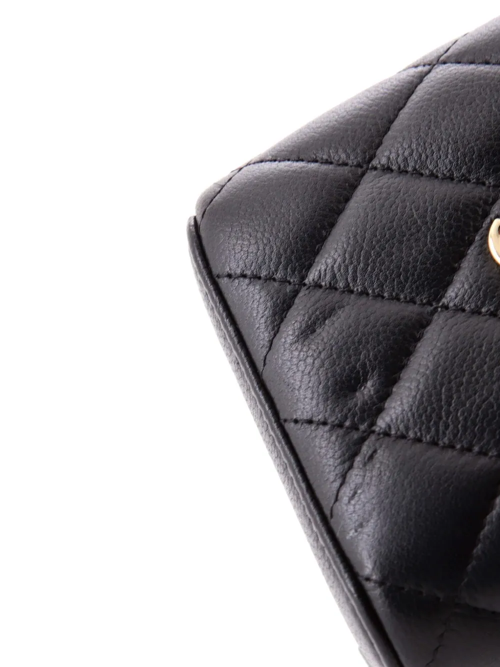 CHANEL Pre-owned Tiny Cc Link Vanity Case With Chain Quilted Caviar Mini Clutch Bag In Black