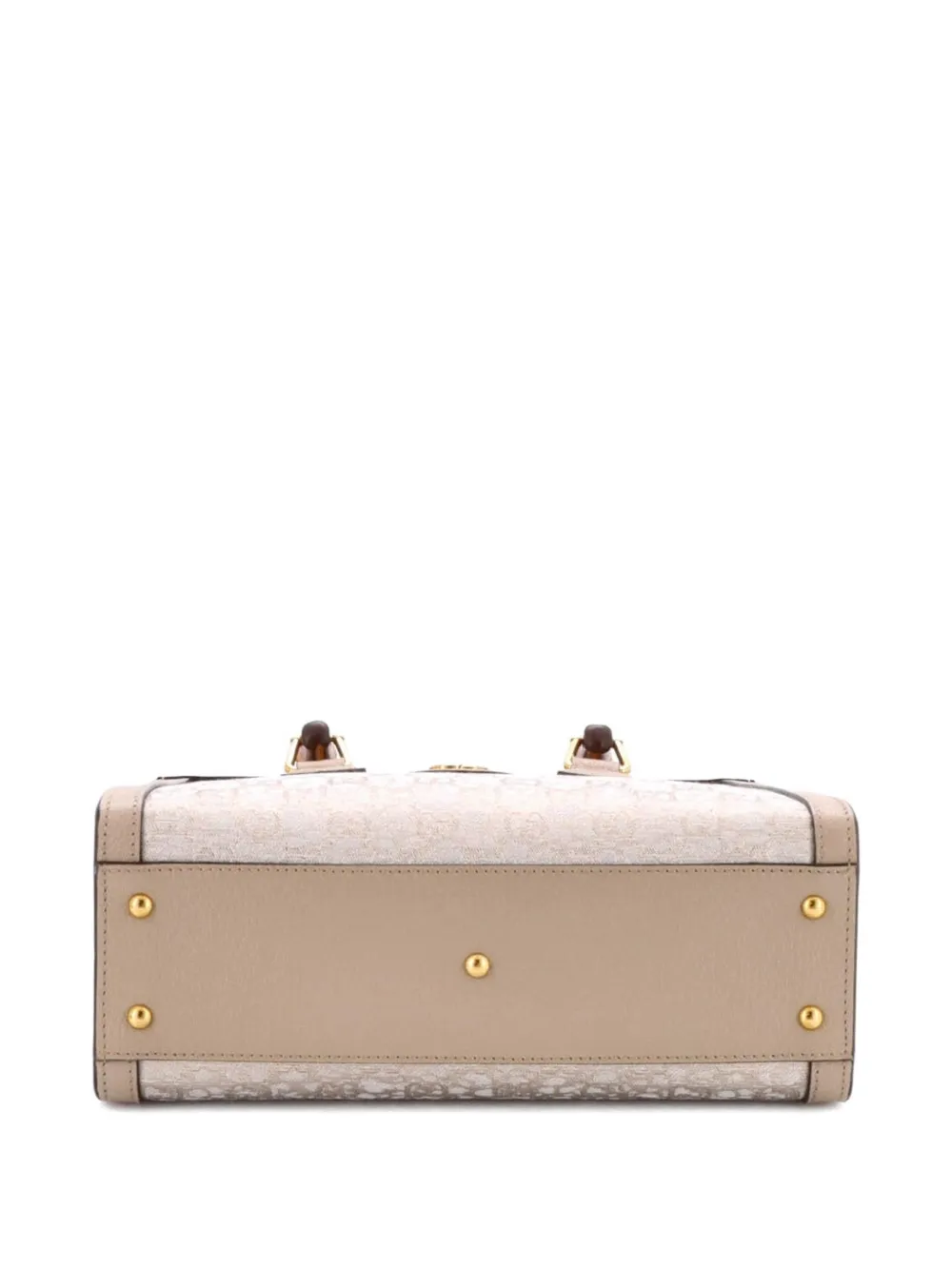 Pre-owned Gucci Diana Nm Bamboo Handle Nishijin Gg Silk Textile And Leather Small Tote Bag In Neutral