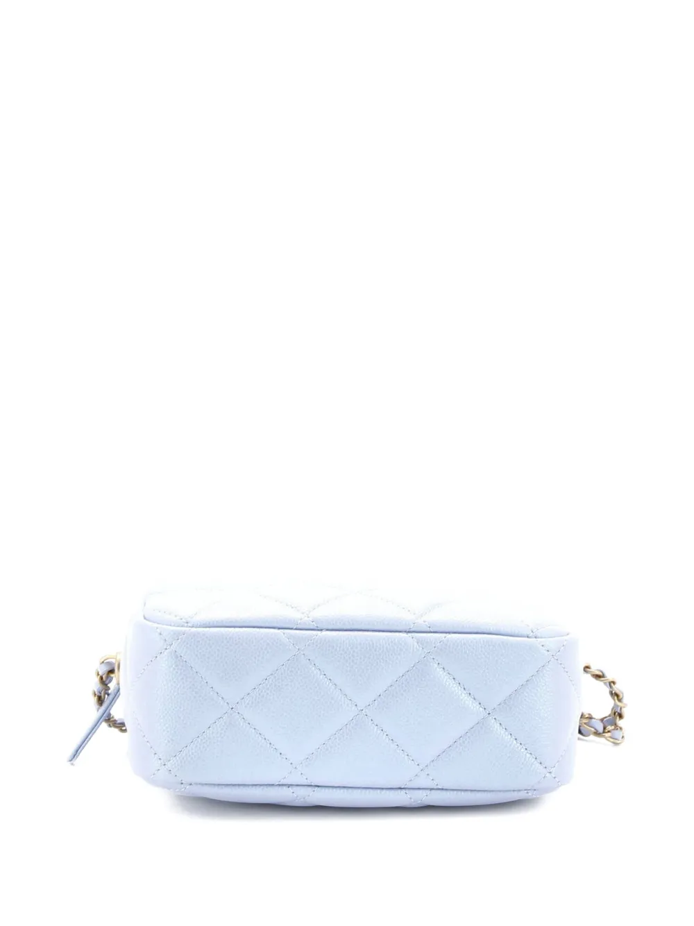 Pre-owned Chanel My Perfect Adjustable Chain Camera Bag Quilted Iridescent Caviar Small Crossbody Bag In Blue