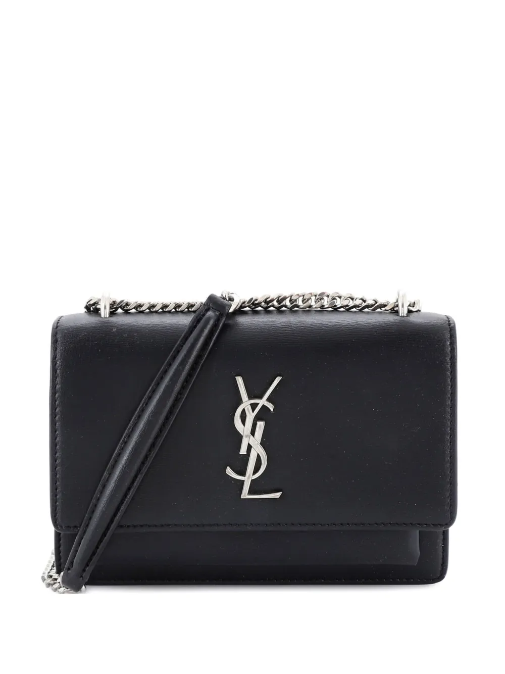 Pre-owned Saint Laurent Sunset Leather Small Crossbody Bag In Black