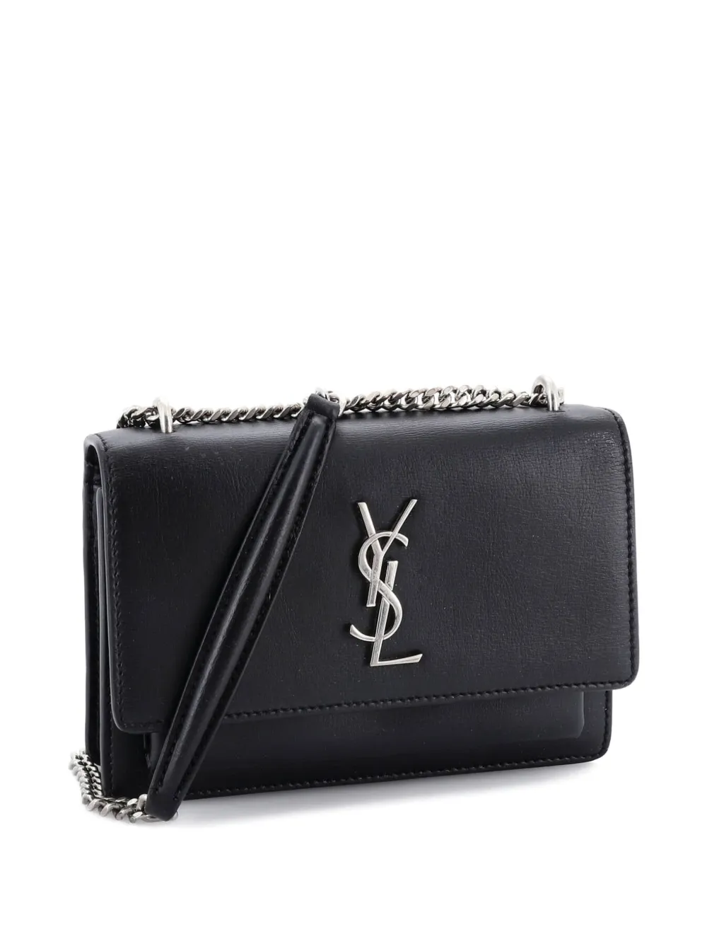 Pre-owned Saint Laurent Sunset Leather Small Crossbody Bag In Black