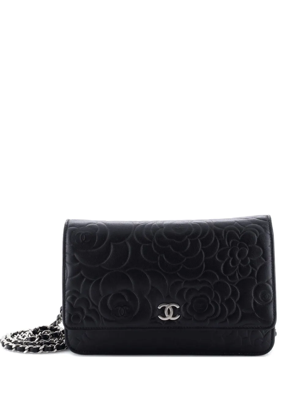 CHANEL Pre-Owned Wallet on Chain Camellia Lambskin crossbody bag - Nero