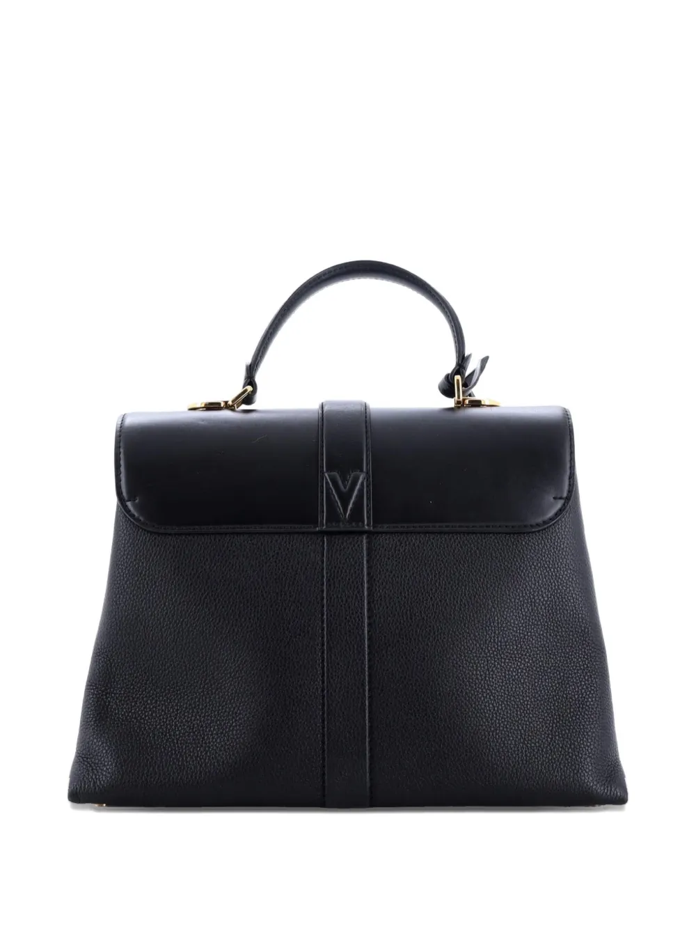 Pre-owned Louis Vuitton Rose Des Vents Bag Leather Mm Satchel In Black