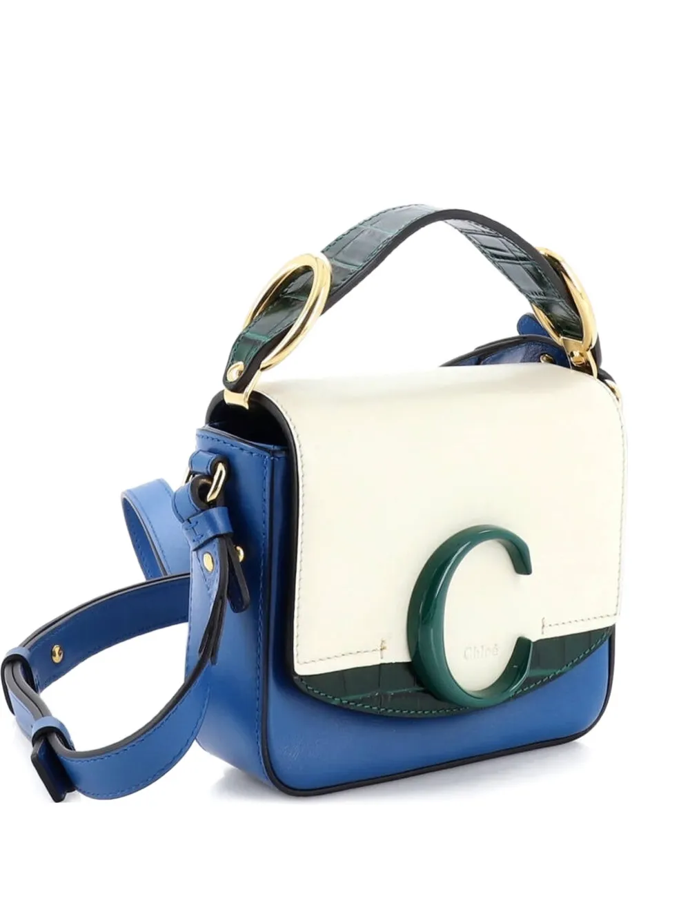 Click to view more detailed imagery on our partner's website Pre-owned Chloé C Flap Bag Leather Mini Crossbody Bag In Blue