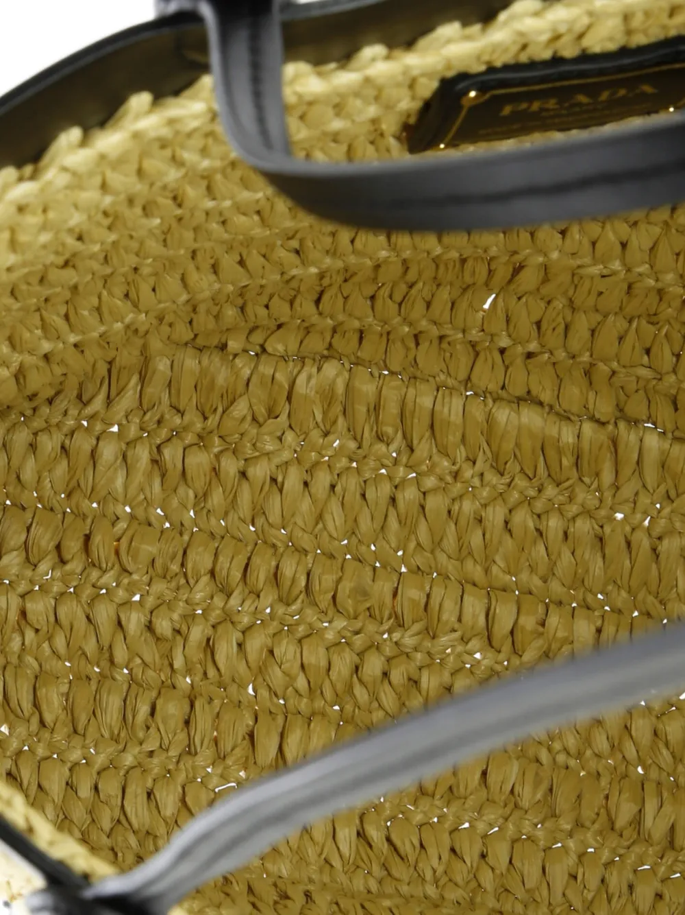 Pre-owned Prada Logo Shopping Raffia And Leather Small Tote Bag In Neutral