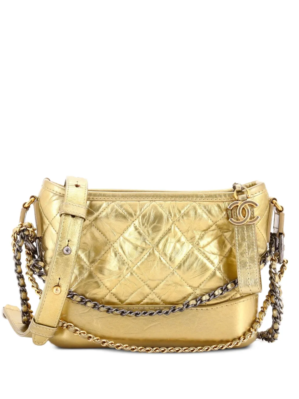 CHANEL Pre-Owned Gabrielle Quilted Aged Calfskin Small hobo bag - Oro
