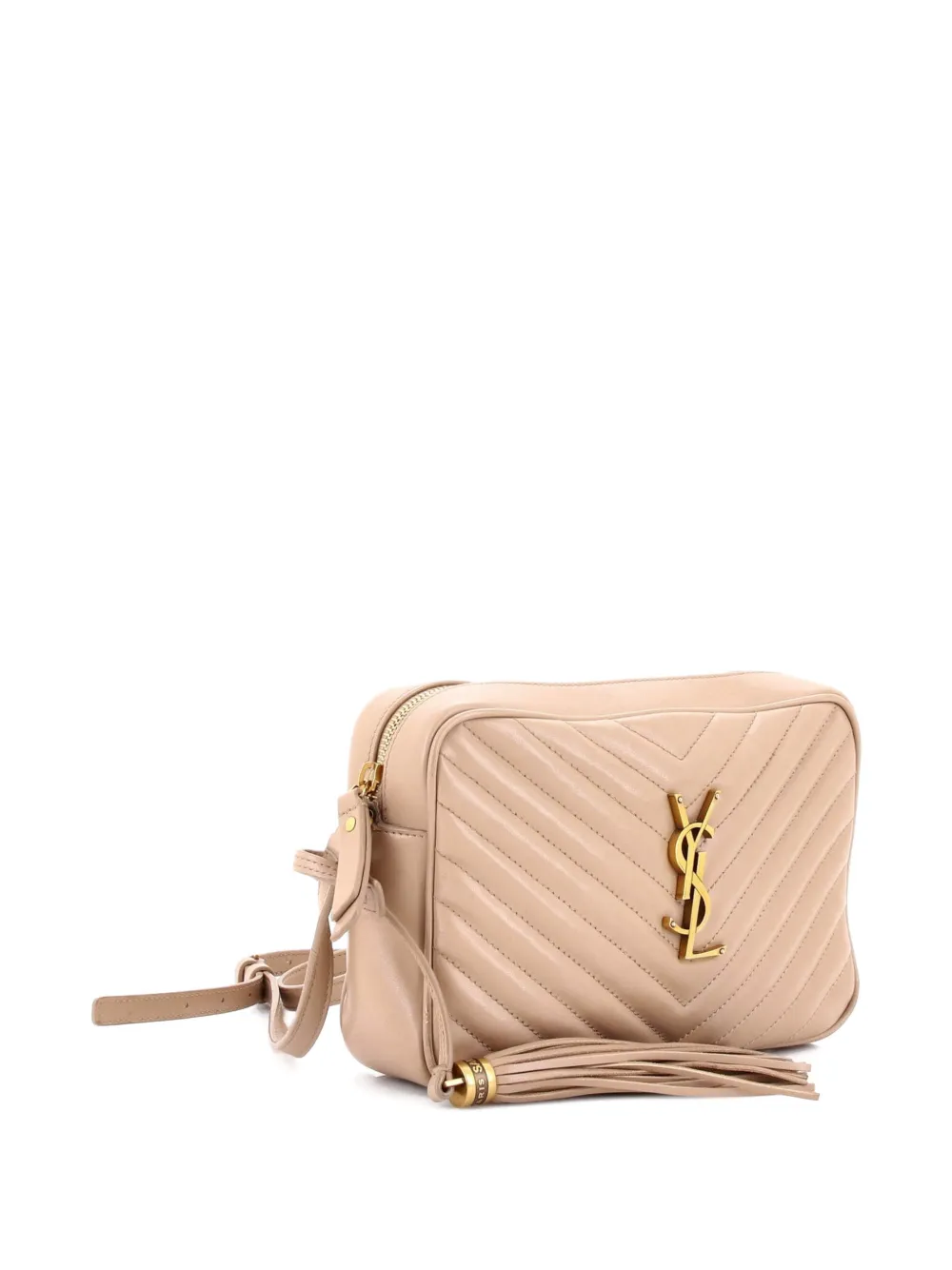 SAINT LAURENT Pre-owned Lou Camera Bag Matelasse Chevron Leather Small Crossbody Bag In Neutral