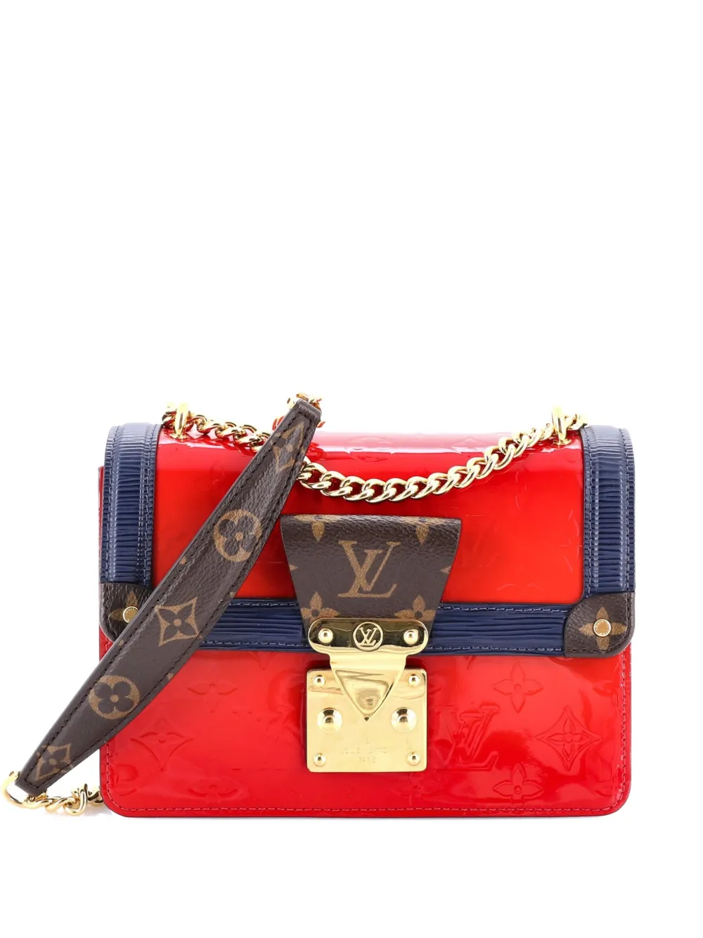 Pre-owned Louis Vuitton Wynwood Handbag Monogram Vernis With Monogram Canvas And Epi Leather Crossbody Bag In Blue