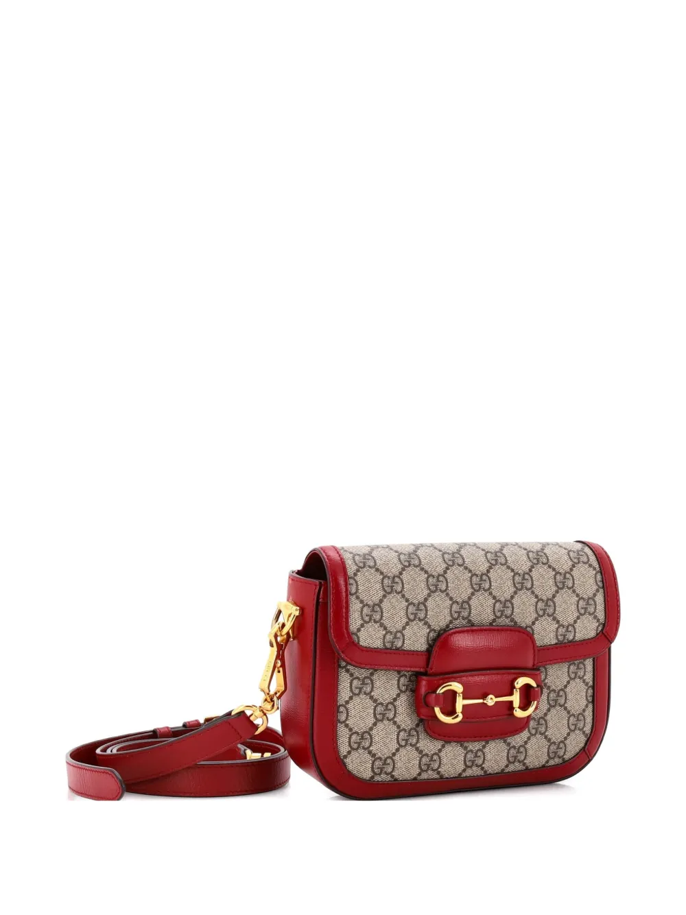 GUCCI Pre-owned Horsebit 1955 Shoulder Bag Gg Coated Canvas With Leather Mini Crossbody Bag In Brown