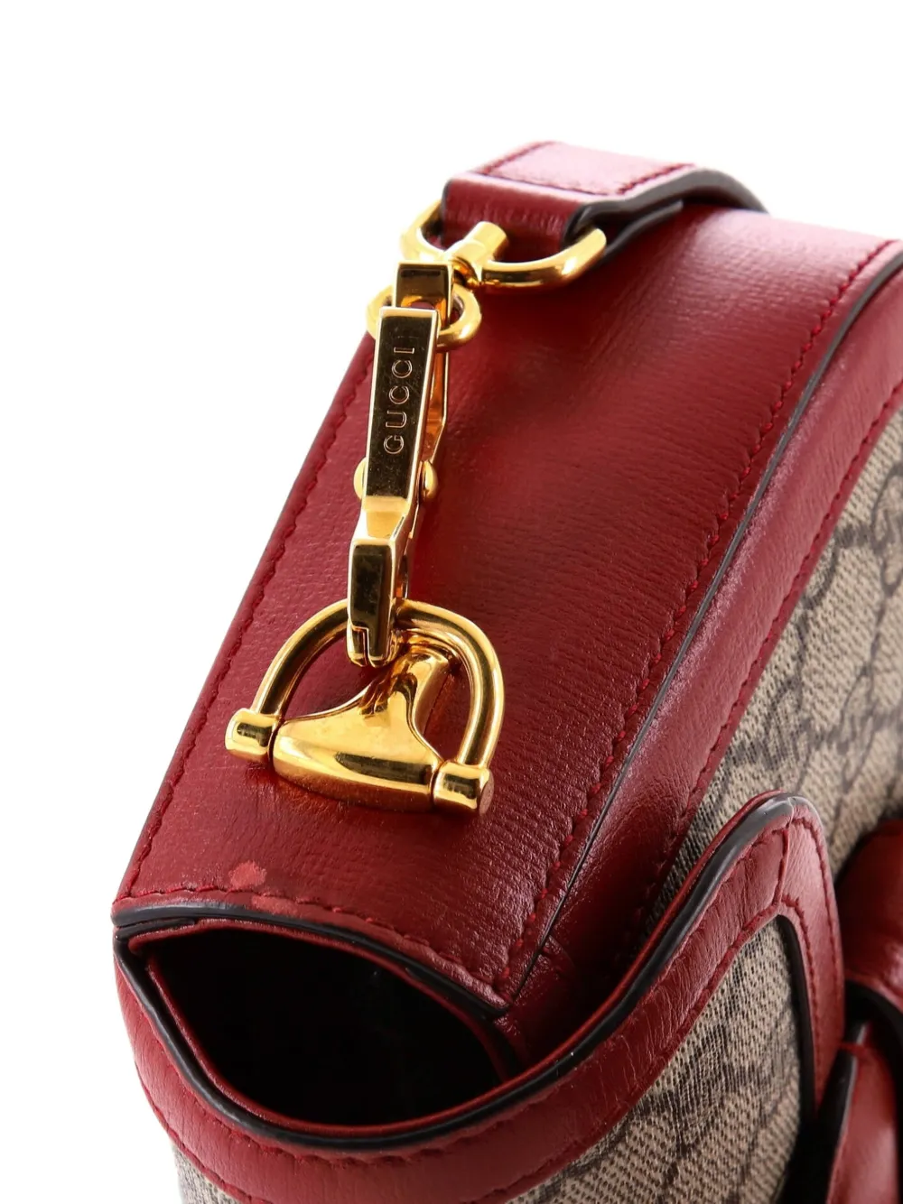 GUCCI Pre-owned Horsebit 1955 Shoulder Bag Gg Coated Canvas With Leather Mini Crossbody Bag In Brown