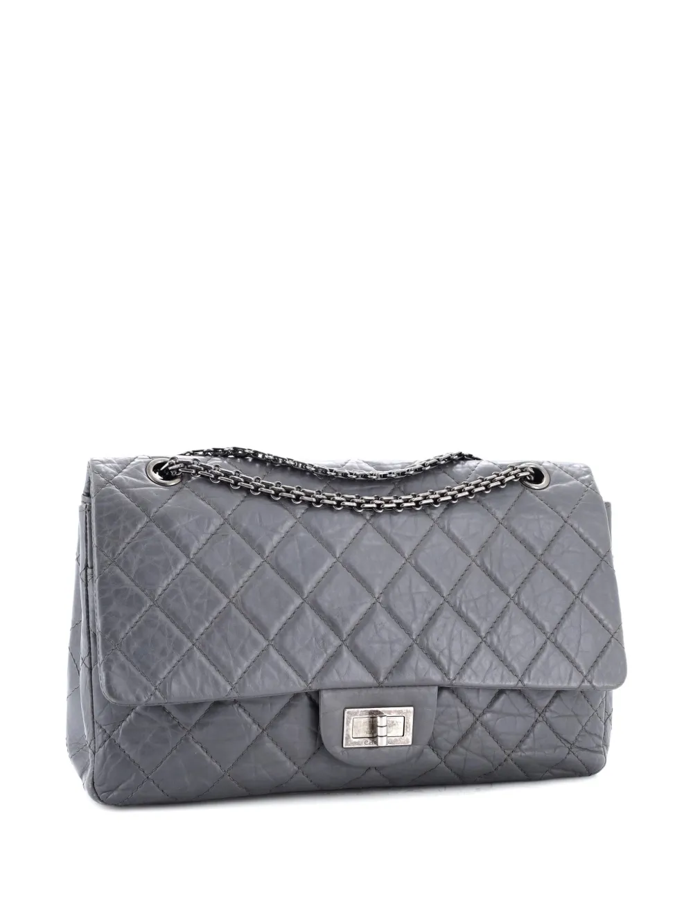Pre-owned Chanel Reissue 2.55 Flap Bag Quilted Aged Calfskin 227 Shoulder Bag In Gray