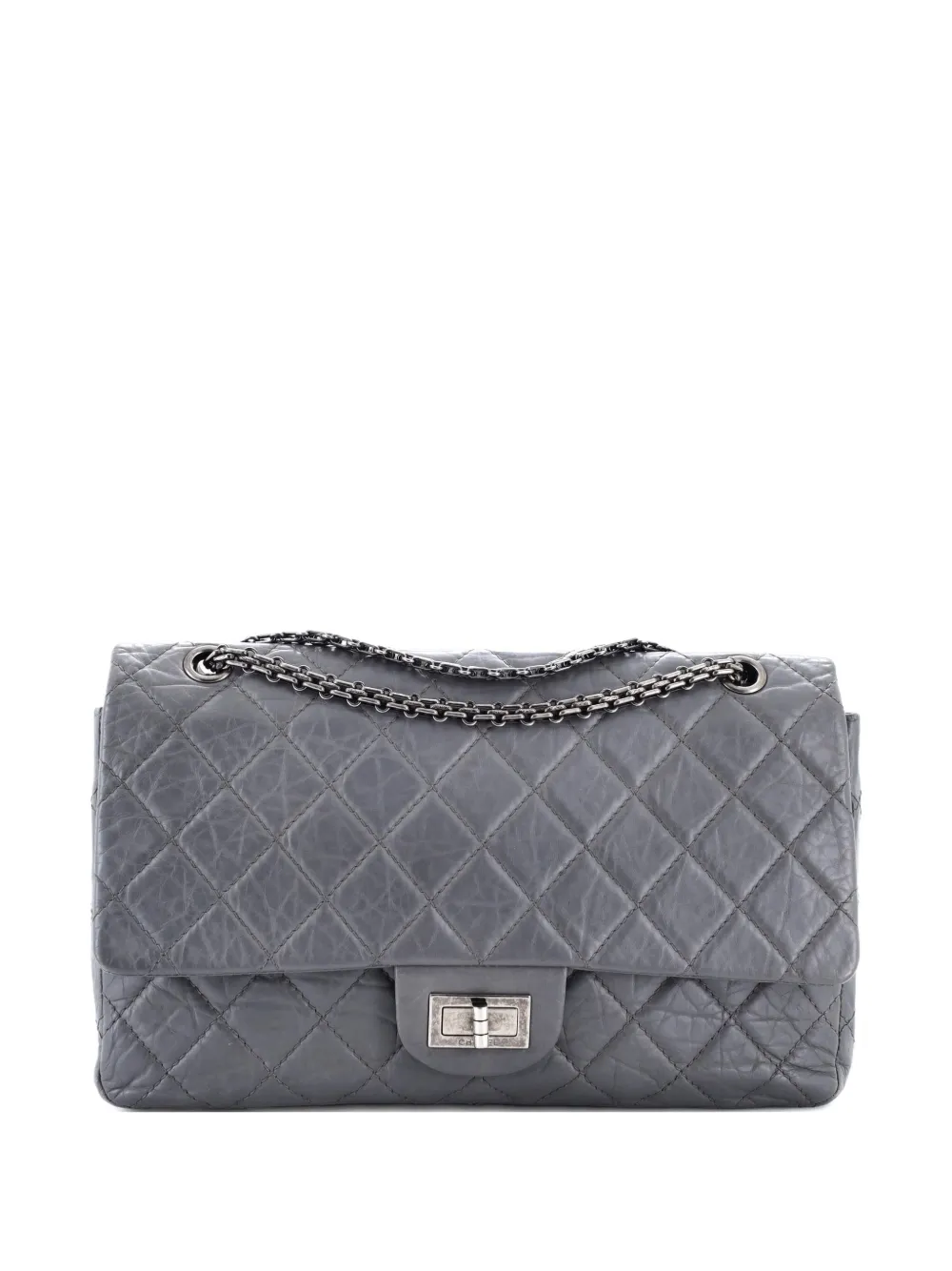 Pre-owned Chanel Reissue 2.55 Flap Bag Quilted Aged Calfskin 227 Shoulder Bag In Gray