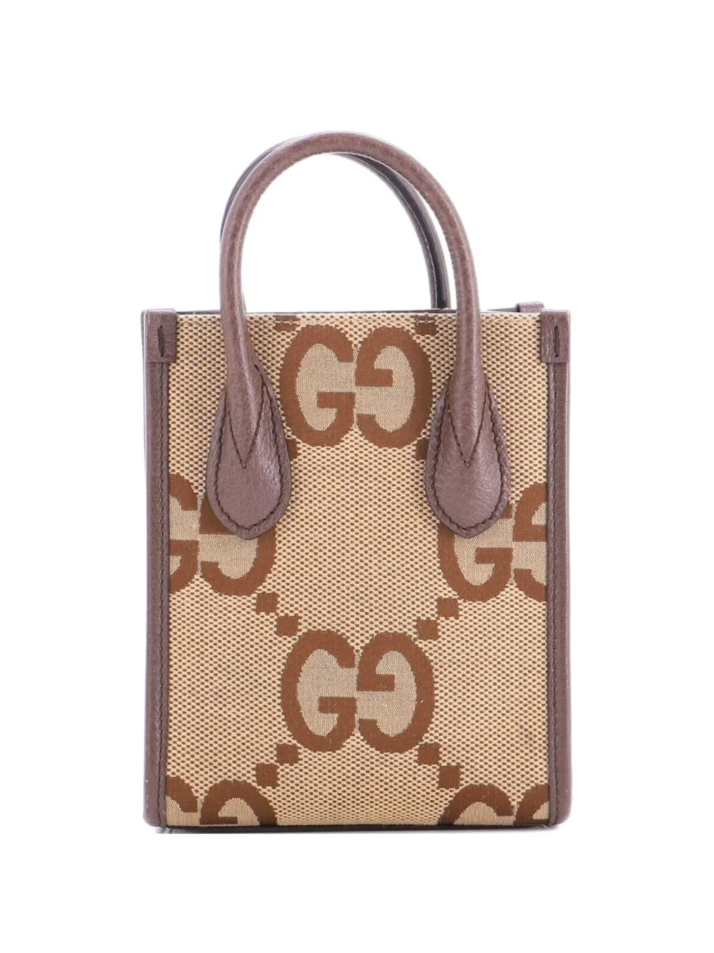 Click to view more detailed imagery on our partner's website Pre-owned Gucci Vertical Tote Jumbo Gg Canvas Mini Crossbody Bag In Brown