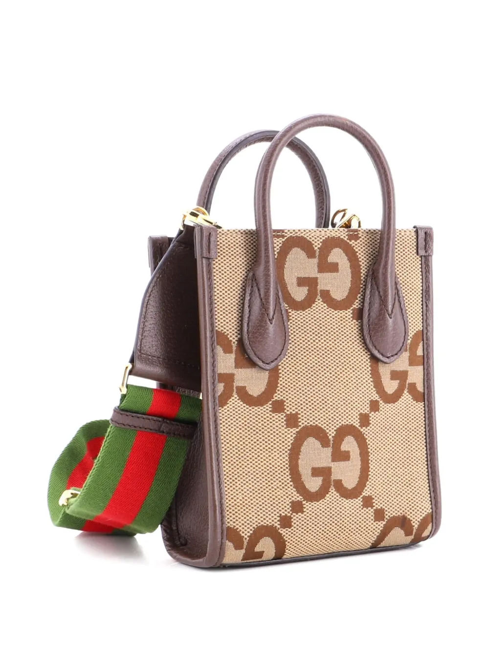 GUCCI Pre-owned Vertical Tote Jumbo Gg Canvas Mini Crossbody Bag In Brown