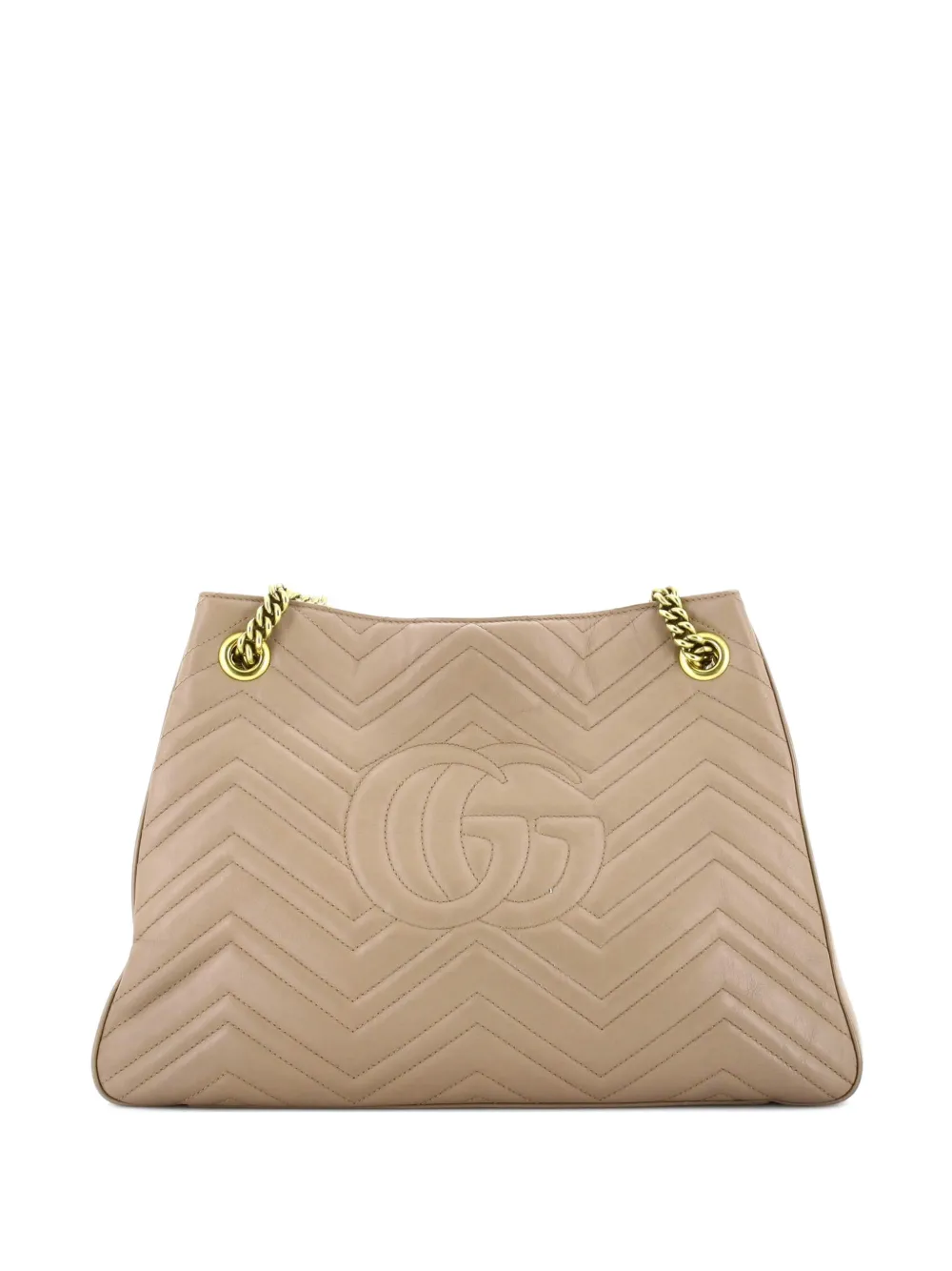Click to view more detailed imagery on our partner's website Pre-owned Gucci Gg Marmont Chain Matelasse Leather Shoulder Bag In Neutral