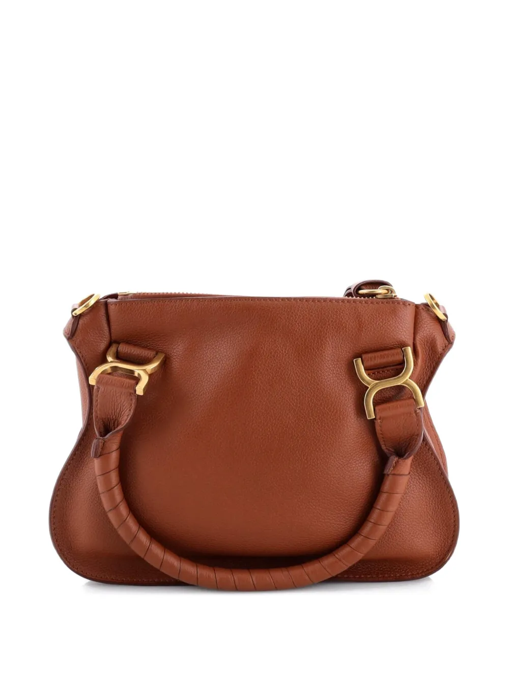 Pre-owned Chloé Marcie Satchel Leather And Suede Small Shoulder Bag In Brown