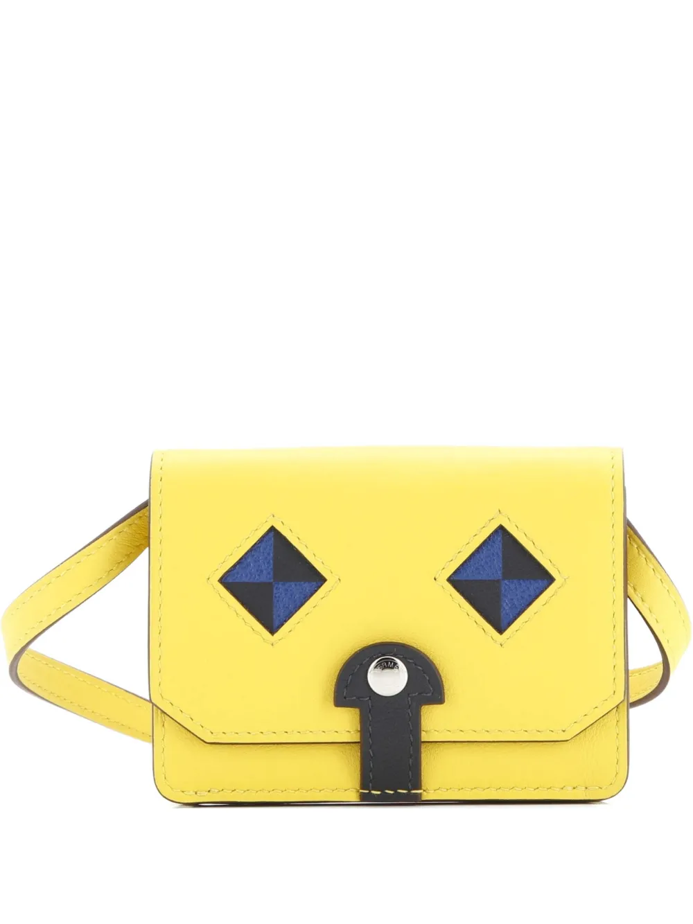 Pre-owned Hermes Chien Card Holder With Strap Swift And Chevre Mysore Shoulder Bag In Yellow