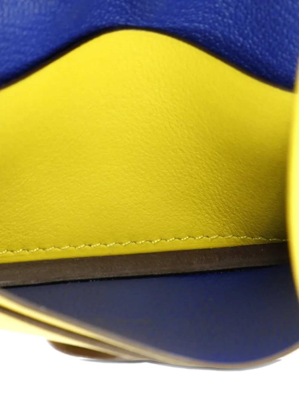 Pre-owned Hermes Chien Card Holder With Strap Swift And Chevre Mysore Shoulder Bag In Yellow