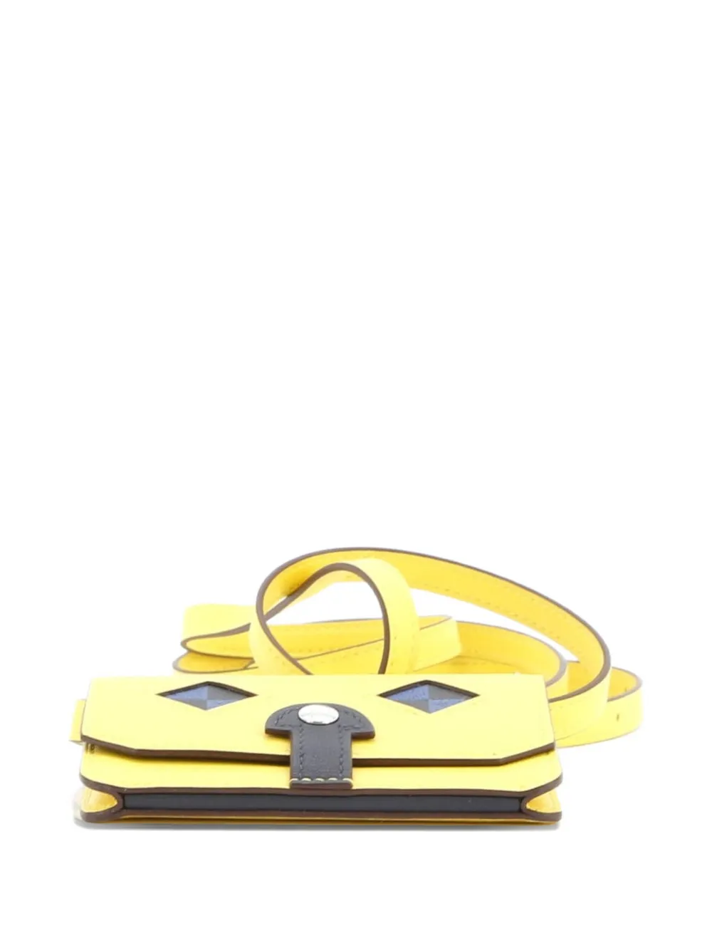 Pre-owned Hermes Chien Card Holder With Strap Swift And Chevre Mysore Shoulder Bag In Yellow