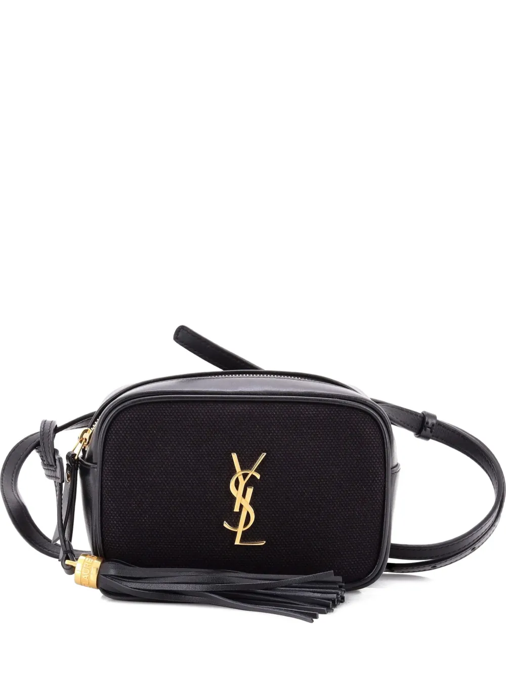 Pre-owned Saint Laurent Lou Canvas With Leather Belt Bag In Black