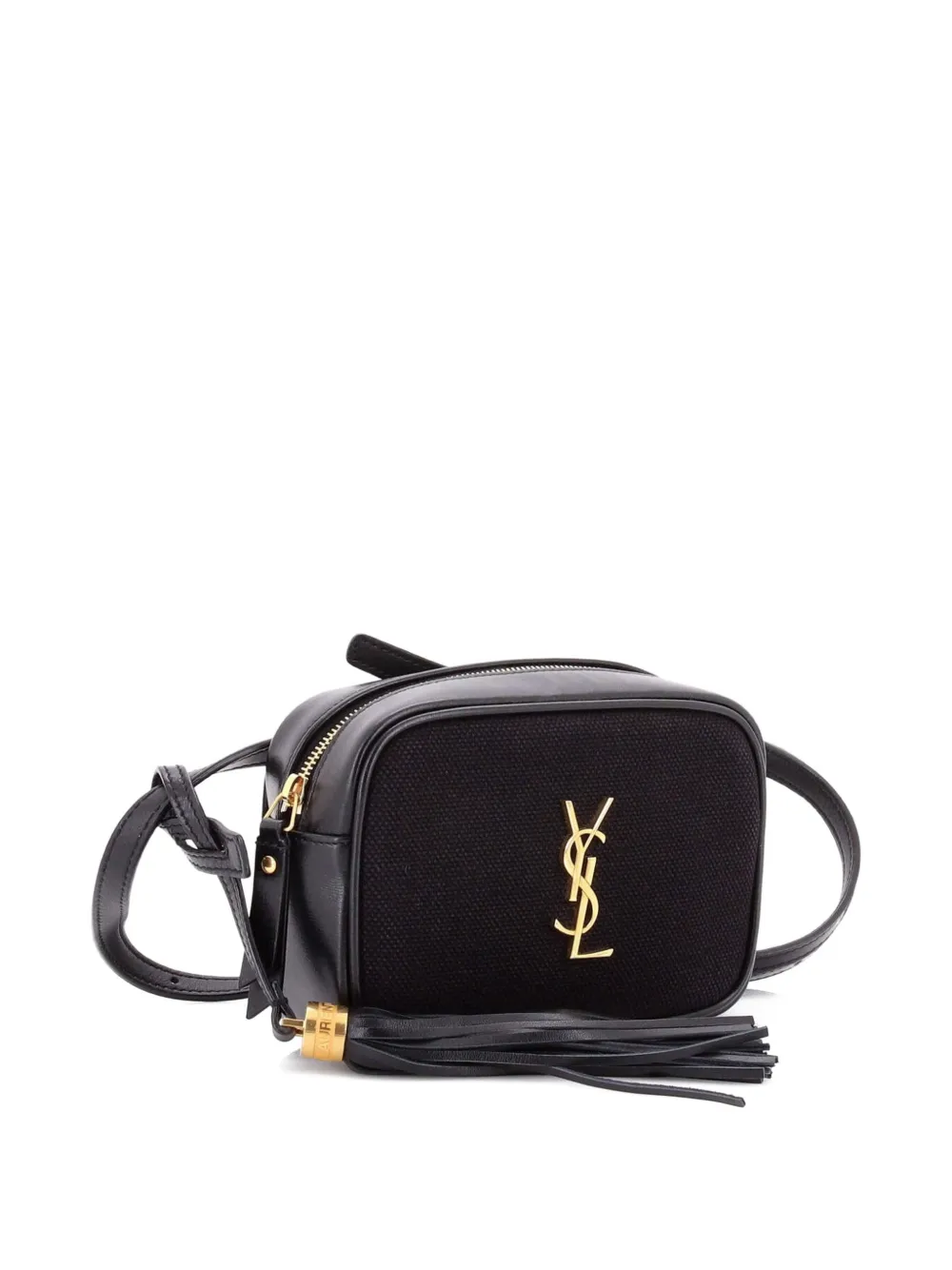 Pre-owned Saint Laurent Lou Canvas With Leather Belt Bag In Black