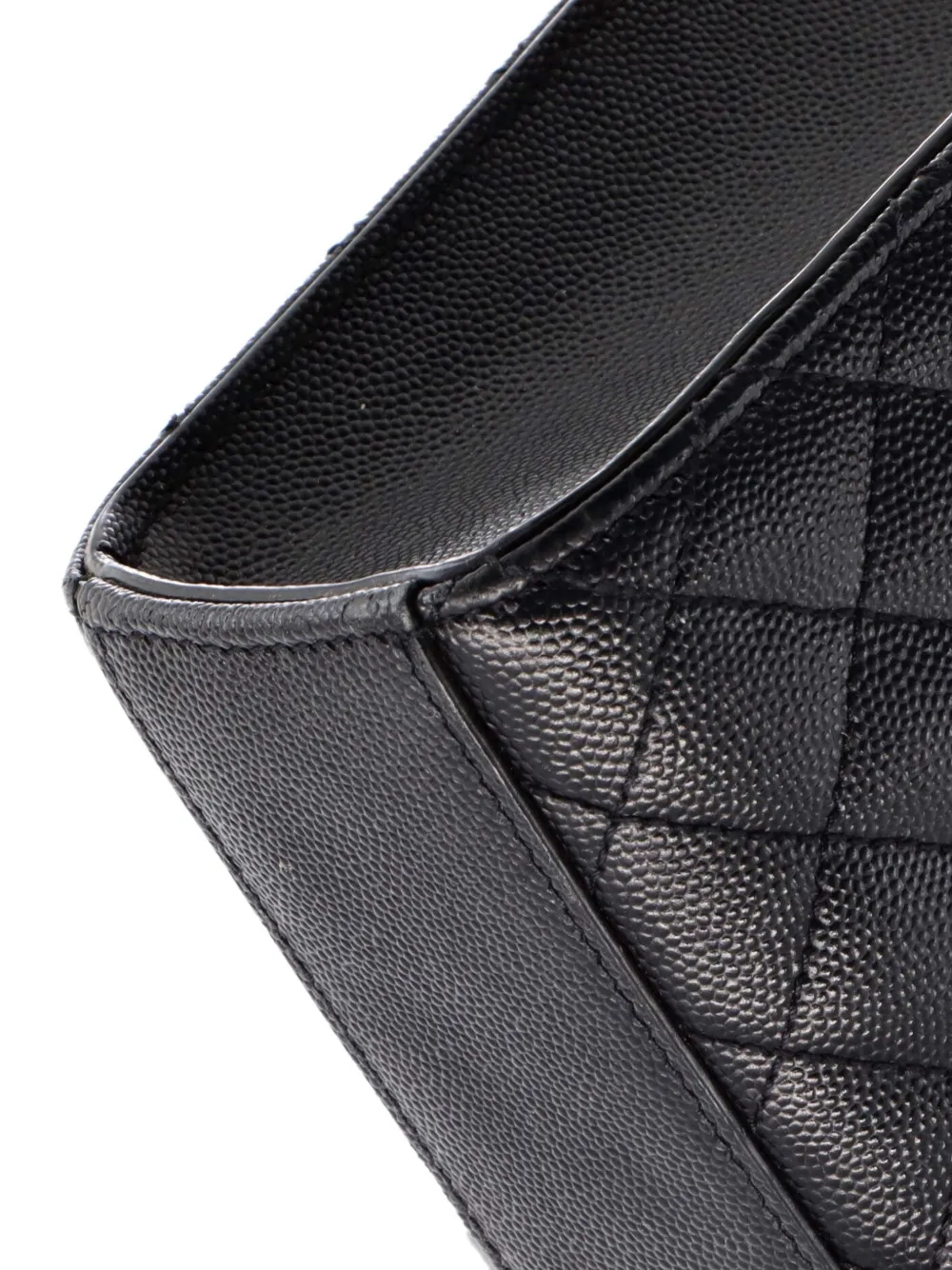 Pre-owned Saint Laurent Classic Monogram Envelope Satchel Mixed Matelasse Leather Large Shoulder Bag In Black