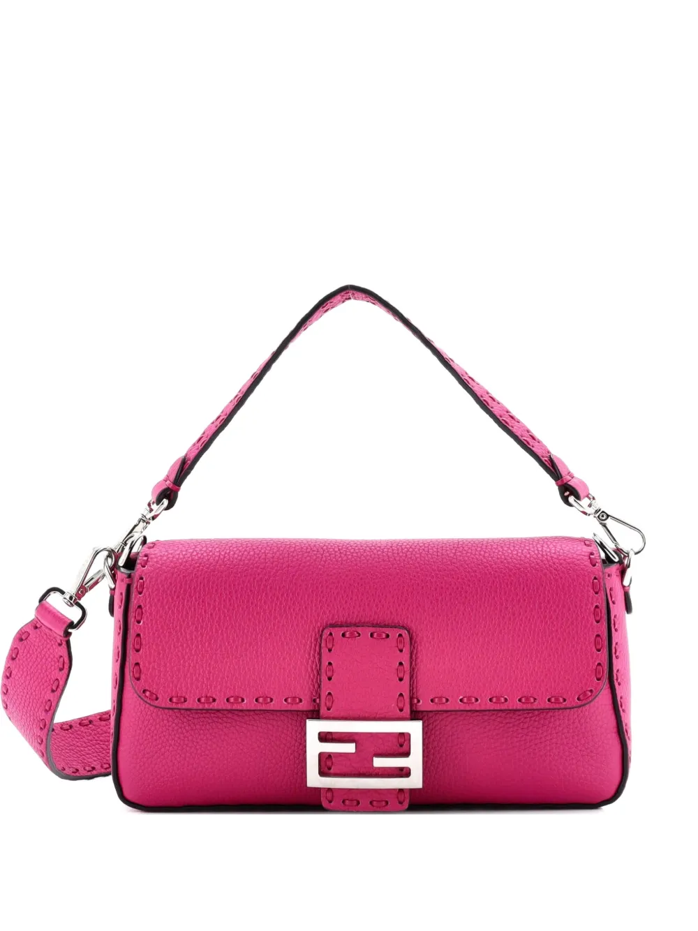 Click to view more detailed imagery on our partner's website Pre-owned Fendi Selleria Baguette Nm Bag Leather Medium Shoulder Bag In Purple