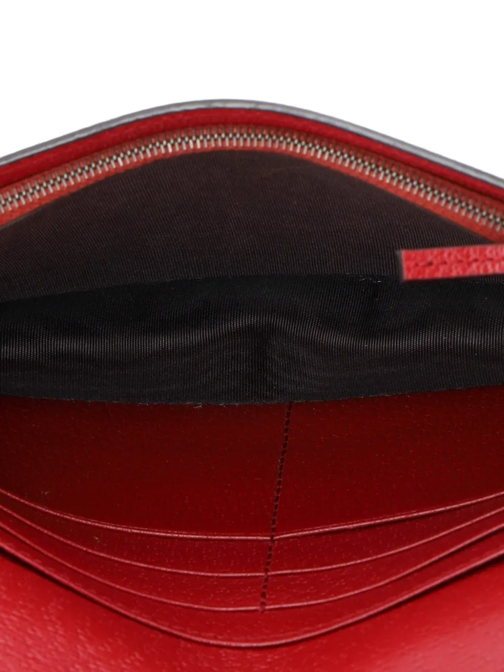 Pre-owned Gucci Queen Margaret Chain Wallet Gg Coated Canvas Mini Crossbody Bag In Red