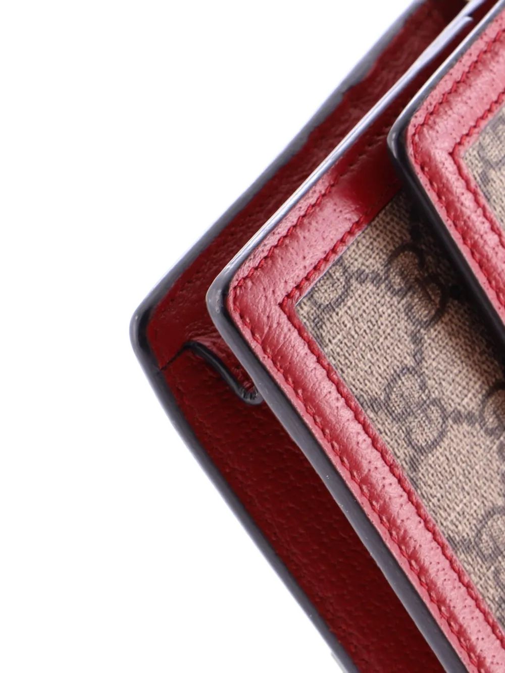 Pre-owned Gucci Queen Margaret Chain Wallet Gg Coated Canvas Mini Crossbody Bag In Red