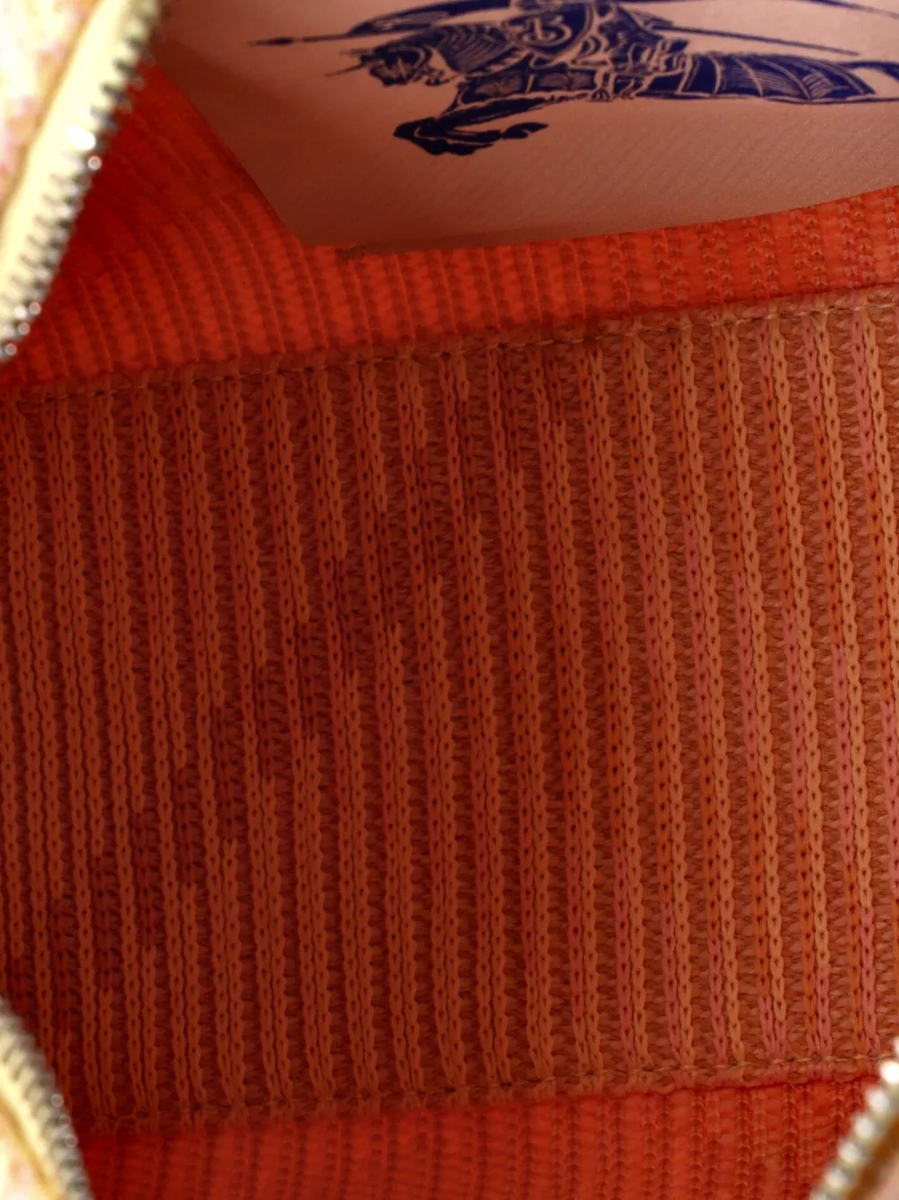 Pre-owned Burberry Peg Handle Bag Knit Check Fabric Mini Satchel In Multi