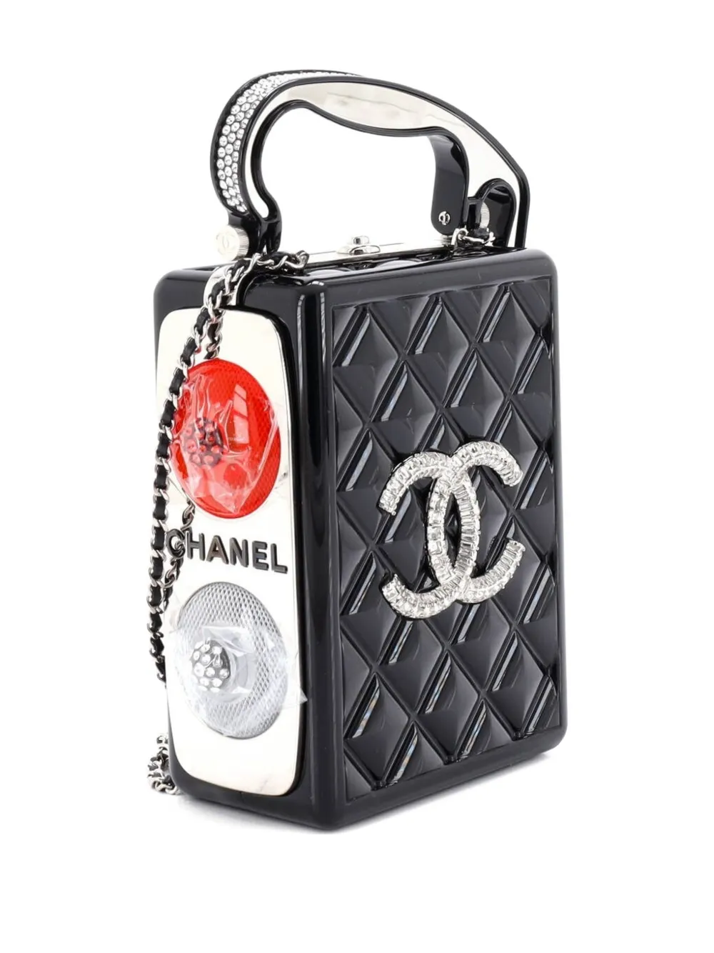 Pre-owned Chanel Traffic Light Minaudiere Resin With Metal And Crystals Shoulder Bag In Black